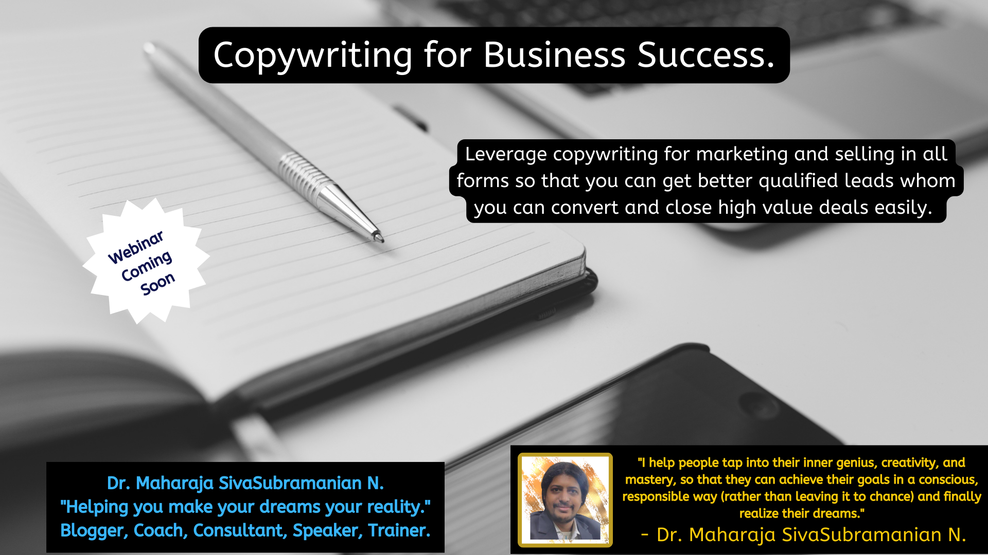 Copywriting for Business Success. – Upcoming free webinar.