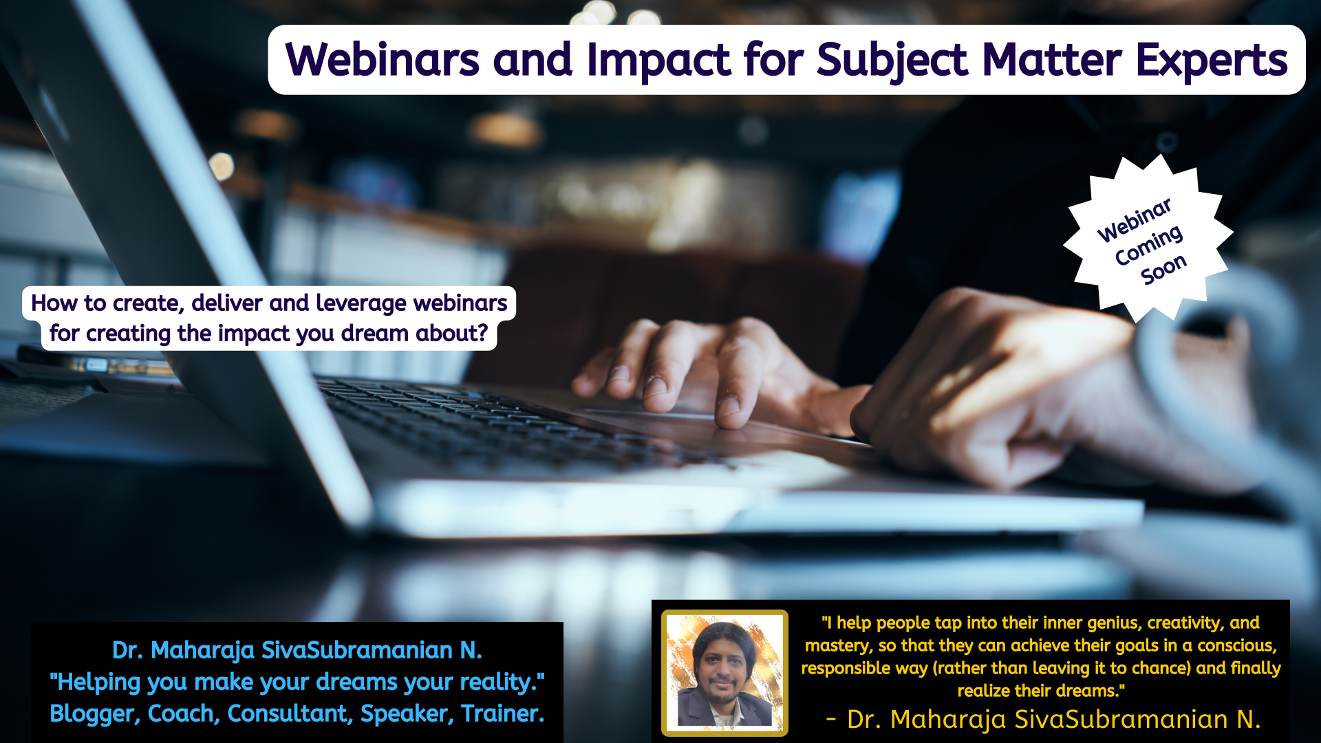 Webinars and Impact for Subject Matter Experts. – Upcoming free webinar.