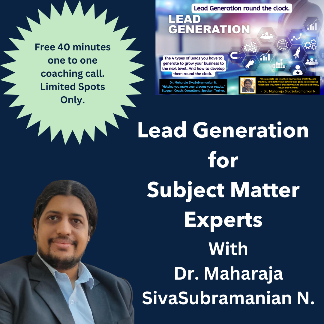 Subject Matter Experts : Are you looking at taking your lead generation game to the next level? Free 40 minutes one to one coaching call. Limited Spots Only. 