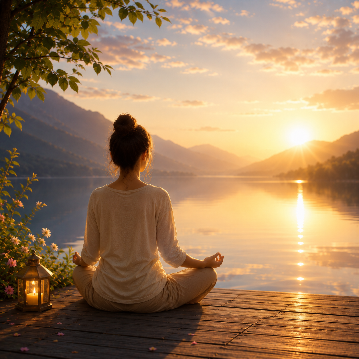 Golden hour meditation by the lake End Your Day with Peace, Calmness & Gentle Healing