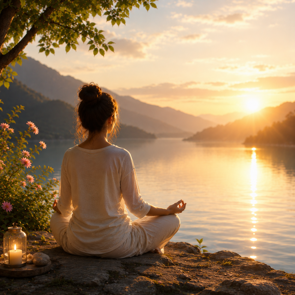 Serene meditation by the lakeside Sometimes the Soul Simply Needs Rest