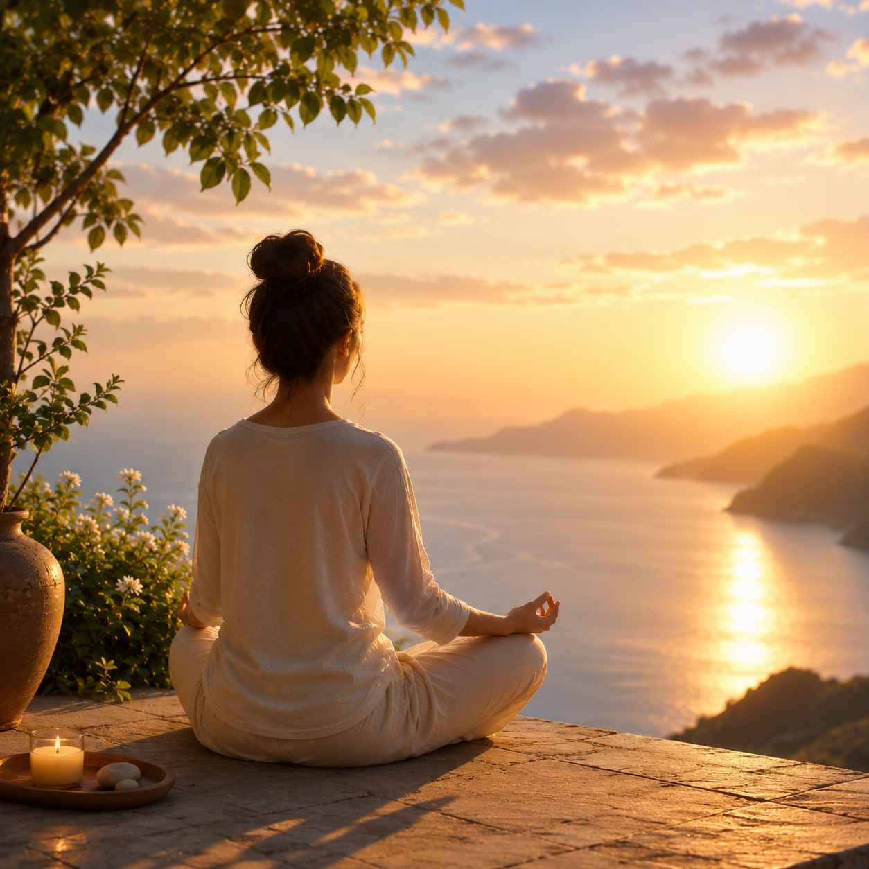 Serene sunset meditation by the sea You Do Not Have to Carry Everything Alone