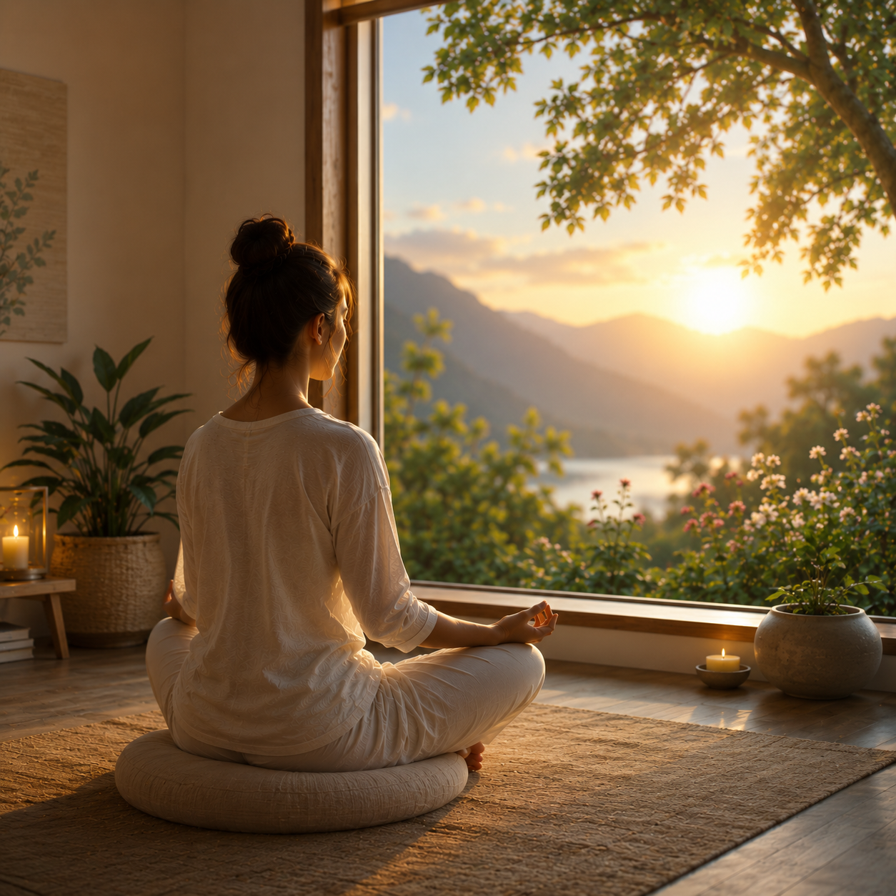 Tranquil morning meditation by the window Even Strong People Need Emotional Rest Sometimes